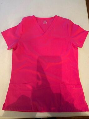 Women's V-Neck Scrub Set in Hot Pink - Brand: